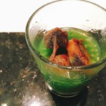 カンテサンス - 鮎と初夏の野菜の冷製スープ