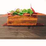 カンテサンス - フォアグラと焼き茄子 カカオのチュイル