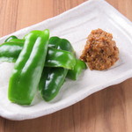 Meat miso chilled peppers