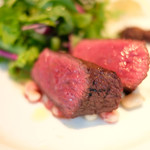 VIA Brianza - ランチコース 5300円 の北海道 池田牧場 イチボ肉 粒マスタード添え