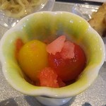 葉菜cafe - プチトマト甘酢漬け  スイカシャーベットと合わせて