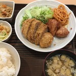 Masu kame - 本日のランチ手作りメンチカツと鳥竜田揚げ