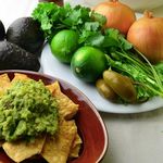 Fresh Guacamole Mexican Avocado Dip with Tortilla Chips