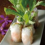Vietnamese spring rolls with shrimp and mizuna