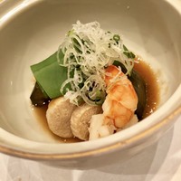 馳走紺屋 - 【煮　物】丸なす鴨煮、モロッコ隠元、真菰筍、海老、合せ葱