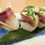 阿波座 なが友 - アラカルト:鯖寿司2切れ1200円('18.6月下旬)