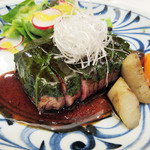 阿波座 なが友 - アラカルト:山形牛ステーキ 醤油ダレ3000円('18.6月下旬)