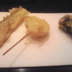 天ぷら すず航 - 帆立海苔巻き、玉葱、茄子
