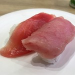 かっぱ寿司 - まぐろ二種盛り (まぐろ・びんちょう) 100円 (税別)