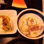 天勝 - 小鉢・玉子焼き＆サラダ（2011.7月）