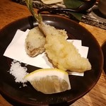 覚弥別墅  - 葉生姜豚巻き揚げ　鯵のなめろう天麩羅