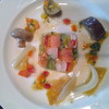 シェ・ケン - 料理写真:サーモン　帆立貝　カニ　季節の野菜のゼリー寄せ