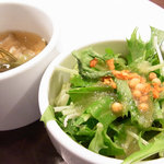 夢厨房 - ランチのサラダとスープ