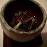 Ta Vie - アオリイカとキャビア乗せ黒卵カスタード