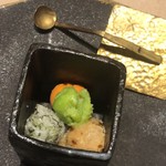 満愛貴 - 七つの野菜のアイス 牛蒡、山葵、えんどう豆、白胡麻、パプリカ他