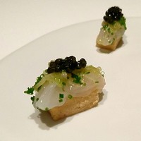 カンテサンス - ぼたん海老　ういきょう　キャビア　アーモンドクッキー