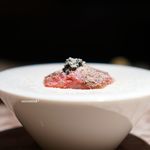 エクアトゥール - 和牛ザブトン お米のピューレ キャビア あん肝のパウダー