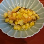 蓬左茶寮 - 強肴①:アズキマスとトウモロコシの餡かけ