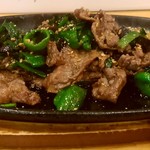 やさい畑 家庭料理 - 牛肉、にら、茄子の炒め