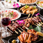 Assortment of 6 pieces Yakitori (grilled chicken skewers)