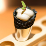 サンプリシテ - ランチコース 5940円 の帆立とトリュフのタルタル、菊芋のムースとピューレ