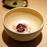 サンプリシテ - ランチコース 5940円 の2日間熟成した函館産牡丹海老と液体窒素の薔薇