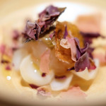 サンプリシテ - ランチコース 5940円 の2日間熟成した函館産牡丹海老と液体窒素の薔薇