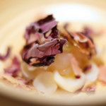 サンプリシテ - ランチコース 5940円 の2日間熟成した函館産牡丹海老と液体窒素の薔薇