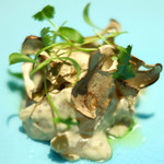 サンプリシテ - ランチコース 5940円 の3日間熟成した大分産皮剥のブルーチーズと肝和え