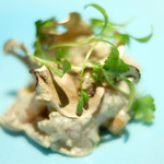 ランチコース 5940円 の3日間熟成した大分産皮剥のブルーチーズと肝和え