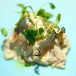 サンプリシテ - ランチコース 5940円 の3日間熟成した大分産皮剥のブルーチーズと肝和え