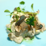 サンプリシテ - ランチコース 5940円 の3日間熟成した大分産皮剥のブルーチーズと肝和え