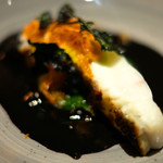 サンプリシテ - ランチコース 5940円 の五島林鮮魚店の平鱸と桜海老 アオリイカの内臓のスープ・ド・ポワソン