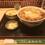 味奈登庵 - かけそば 大盛り＋揚げ玉＋玉子ドッピオ♡