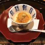 Kappou Watanabe - 鮑の出汁の茶碗蒸し
                        雲丹がたっぷり乗ってます！