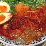 丸源ラーメン - 熟成醤油 辛肉そば 半熟煮玉子入り