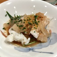 鮨 おさむ - カラスミを掛けた夏河豚赤ムツの肝ソース 