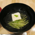 蕎麦懐石 義 - 30年7月　帆立真薯、京水菜椀