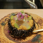 寿しの吉乃 - うに、毛蟹、マスカットのジュレかけ