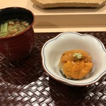 鮨 鈴木 - 味噌椀、海胆