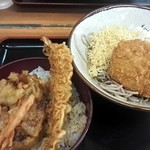 そば処　亀島 - 天丼セット(冷)￥500＋牛肉コロッケ￥90