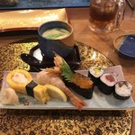 Sushi Riyuu - 鮨と茶碗蒸し！
                      後半新香巻、山芋梅紫蘇巻、鉄火巻、イクラ、海老、玉子！
                      