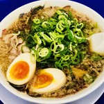 来来亭 - 味玉ラーメン麺固め、ネギ多め