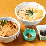 蛇崩 柿の木坂 更科 - 玉子丼セット＋たぬき(温)　￥1100