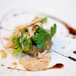 ラトラスフィス - ランチコース 7371円 の穴子とスッポンのマトロート ガレット仕立て フォアグラのコポ