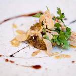 ラトラスフィス - ランチコース 7371円 の穴子とスッポンのマトロート ガレット仕立て フォアグラのコポ