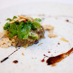 ラトラスフィス - ランチコース 7371円 の穴子とスッポンのマトロート ガレット仕立て フォアグラのコポ