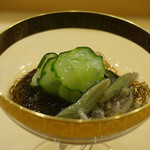 寿司処 しん - 岩もずく・じゅん菜・塩揉み胡瓜の酢の物UP