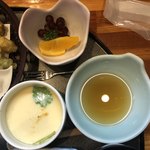 Wasai Shunsai Hidamari - 天婦羅定食の茶碗蒸とデザート