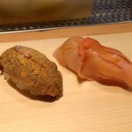 光悦 - 塩雲丹と赤貝、あぁ最高